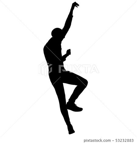 Black silhouette rock climber on white background. 53232883