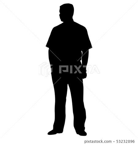 Silhouette of People Standing on White Background 53232896