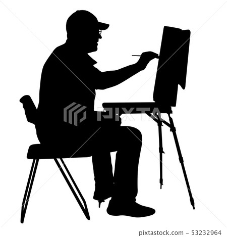 Silhouette Artist At Work On A White Background Stock