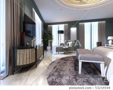 Guest room in a luxurious new hotel with open 53234594