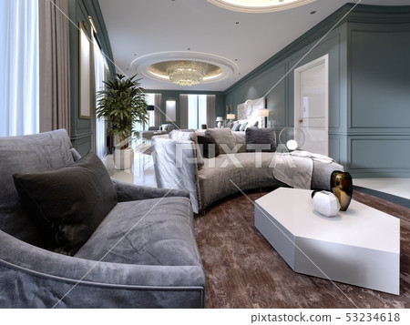 Guest room in a luxurious new hotel with open 53234618