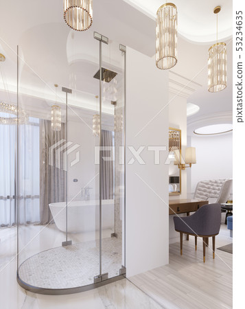 Modern open bathroom in guest room with bath and 53234635