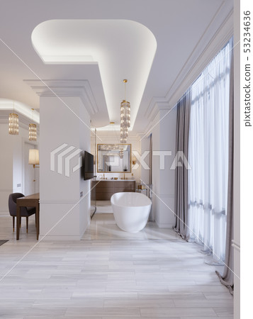 Modern open bathroom in guest room with bath and 53234636