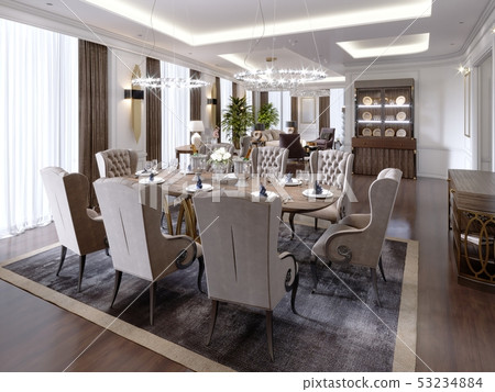A modern, classic-style hotel room with a lounge A modern, classic-style hotel room with a lounge 53234884