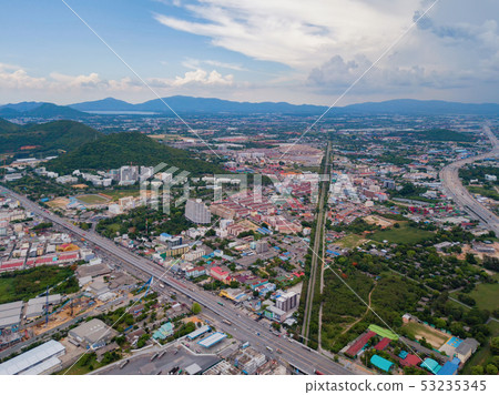 Aerial view of Pattaya town, Chonburi, Thailand. 53235345