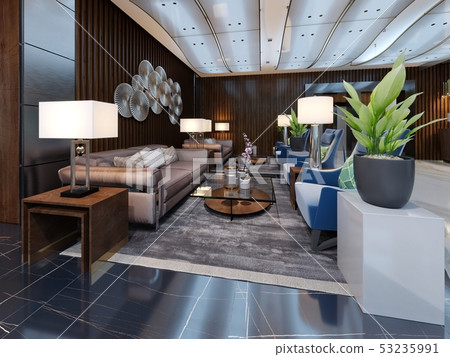 Luxury lounge entrance area in hotel with leather 53235991