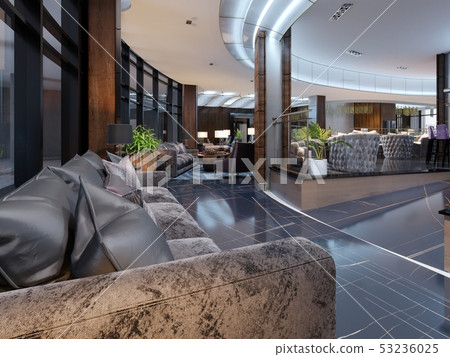 Luxury lobby entrance with lounge area in hotel. 53236025