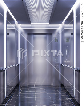 Futuristic design of an elevator cabin with