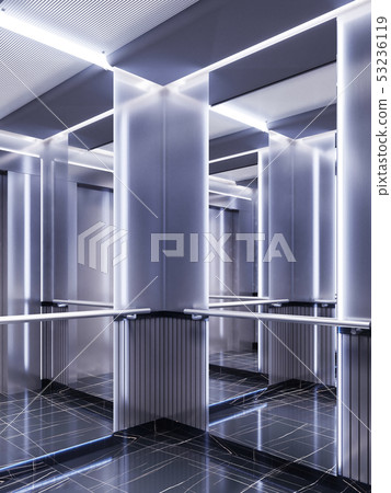 Futuristic design of an elevator cabin with