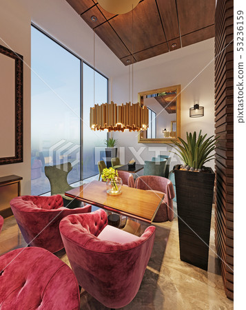 Beautiful interior of modern restaurant with 53236159