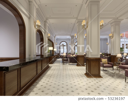 Massive wooden reception desk in the elegant 53236197