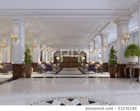 Luxury hallway reception in classic hotel 53236198