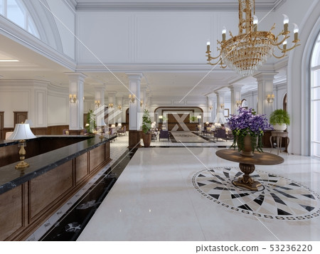 Beautiful wooden reception in the center of the Beautiful wooden reception in the center of the 53236220