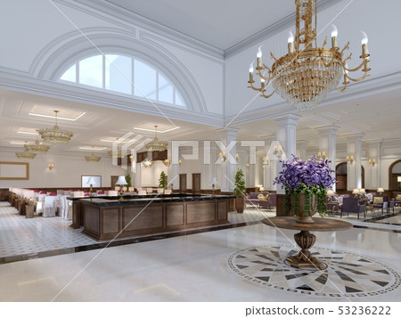 Beautiful wooden reception in the center of the Beautiful wooden reception in the center of the 53236222