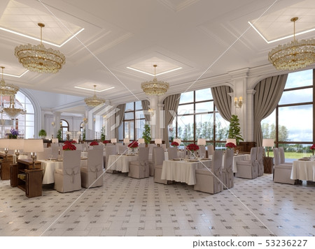 Beautiful interior of the restaurant in a modern Beautiful interior of the restaurant in a modern 53236227