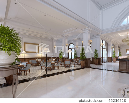 Luxury bar hotel interior with wooden furniture 53236228