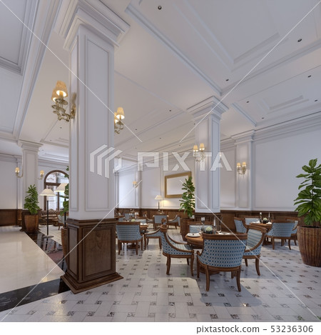 Luxury bar hotel interior with wooden furniture 53236306