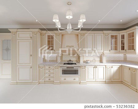 Finished project of classic kitchen with wooden 53236382