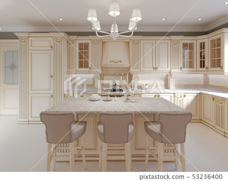 Kitchen island in a luxurious classic style 53236400