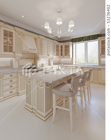 Kitchen island in a luxurious classic style Kitchen island in a luxurious classic style 53236402