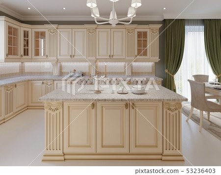 Kitchen island in a luxurious classic style Kitchen island in a luxurious classic style 53236403