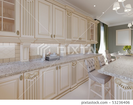 Classical wooden kitchen with wooden details, Classical wooden kitchen with wooden details, 53236406