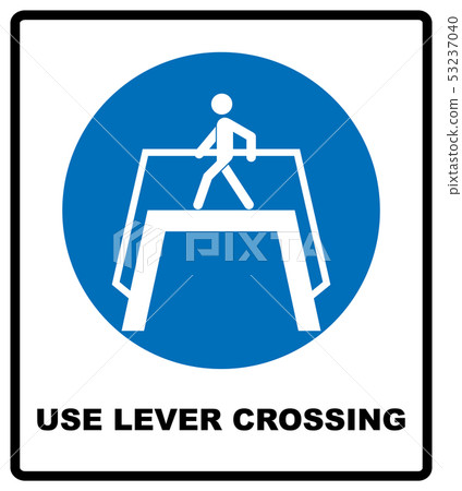 Use Level Crossing Sign Blue Mandatory Symbol Stock Illustration