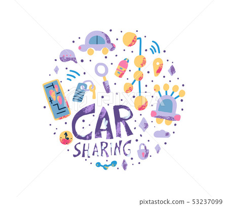 Car sharing concept. Vector flat text and decor. 53237099