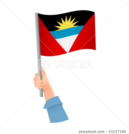 Antigua and Barbuda flag in hand icon 53237190