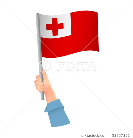 Tonga flag in hand icon 53237331