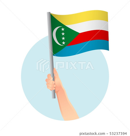 Comoros flag in hand icon 53237394