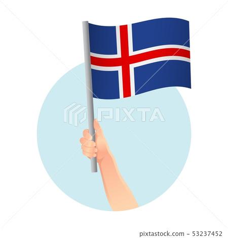 Iceland flag in hand icon 53237452