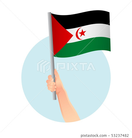 Sahrawi Arab Democratic Republic flag in hand icon 53237482