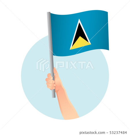 Saint Lucia flag in hand icon 53237484