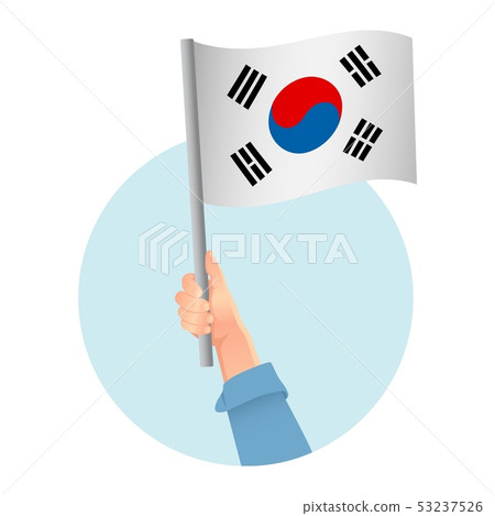 south korea flag in hand icon 53237526