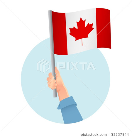 Canada flag in hand icon 53237544