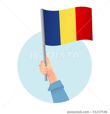 Chad flag in hand icon 53237546