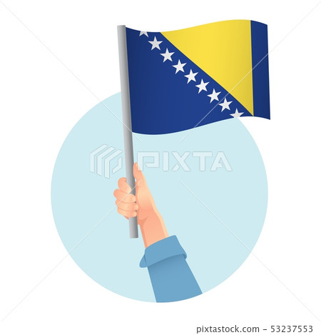 Bosnia and Herzegovina flag in hand icon 53237553