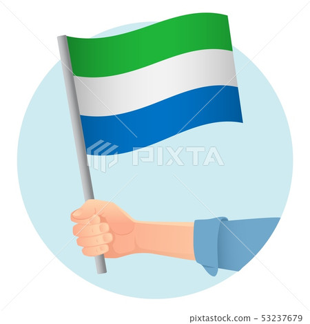 sierra leone flag in hand 53237679