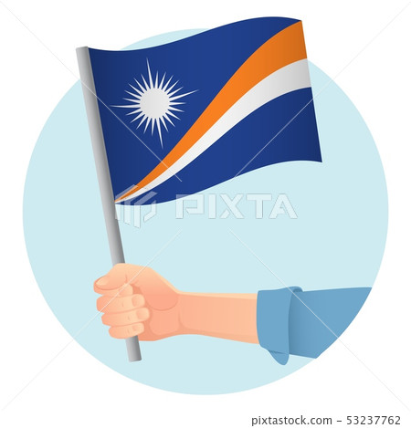 Marshall Islands flag in hand Marshall Islands flag in hand 53237762