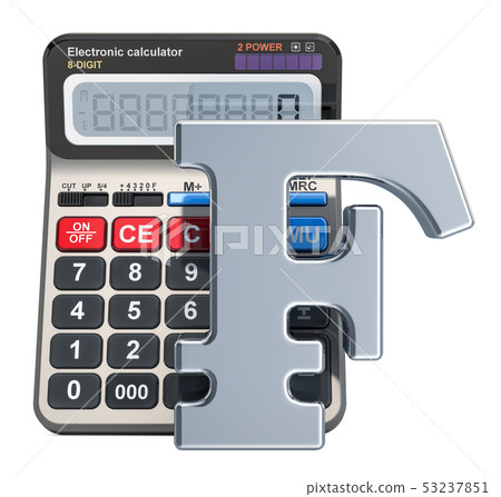 Calculator with franc symbol, 3D rendering 53237851