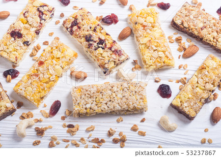 Healthy homemade snacks breakfast . Granola bars Healthy homemade snacks breakfast . Granola bars 53237867