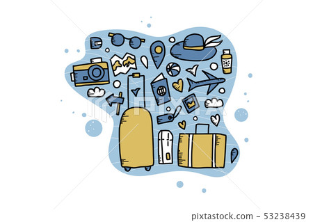 Set of travel doodle symbols in vector. Set of travel doodle symbols in vector. 53238439
