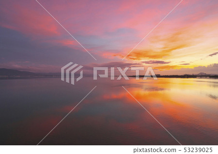 Morning glow of Lake Biwa Morning glow of Lake Biwa 53239025