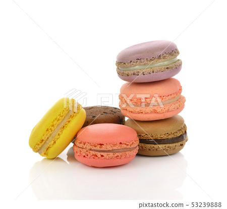 macaroons isolate on white background. 53239888