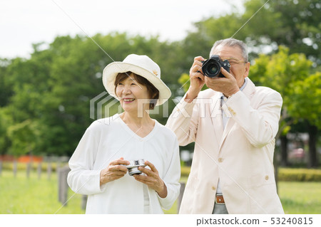 Senior couple travel camera couple image 53240815