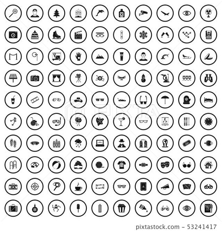 100 glasses icons set, simple style 53241417