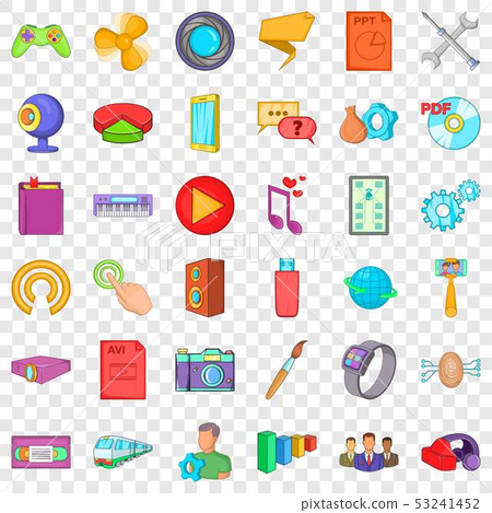 Application for mobile icons set, cartoon style 53241452