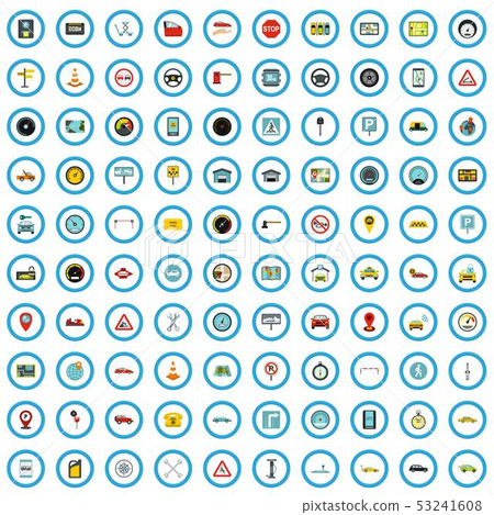 100 car icons set, flat style 100 car icons set, flat style 53241608