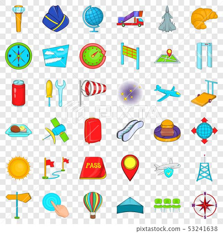 Airport terminal icons set, cartoon style 53241638